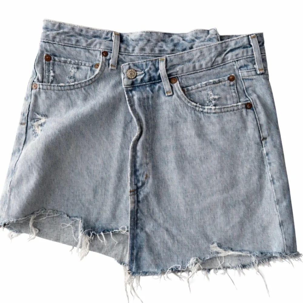 AGOLDE skirt blue Jean skirt Criss Cross Denim Mini Distressed Western